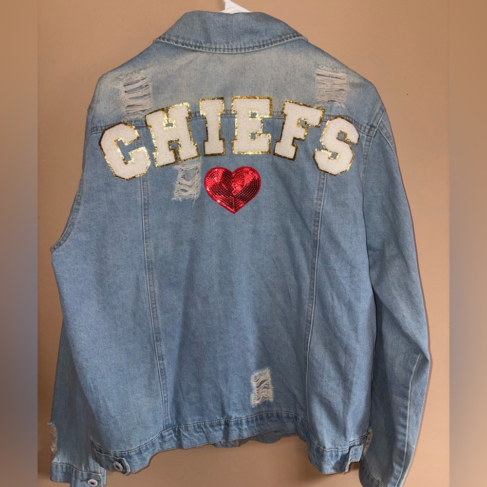 Kansas City Chiefs boutique Jean jacket size XL